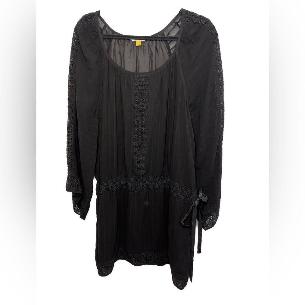 Leifsdottir Anthroplogie Drop Waist Embroidery and Eyelet Dress with Waist Dress